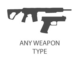  any weapon type image logo two guns handgun and rifle in black and white background